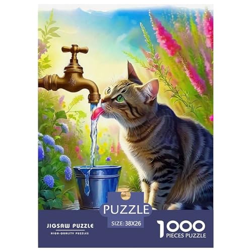 Niedliche Katze Puzzles 1000 Teile Schwer Puzzle Spielzeug Lernspiel Impossible Herausforderung Spielzeug Für Erwachsene Kinder 38x26cm/1000pcs von OWBASKPOZ