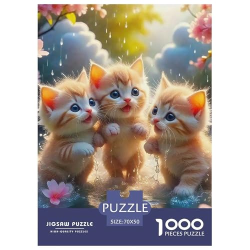 Niedliche Katze Puzzles 1000 Teile Schwer Puzzle Spielzeug Lernspiel Impossible Herausforderung Spielzeug Für Erwachsene Und Kinder Ab 12 Jahren 70x50cm/1000pcs von OWBASKPOZ