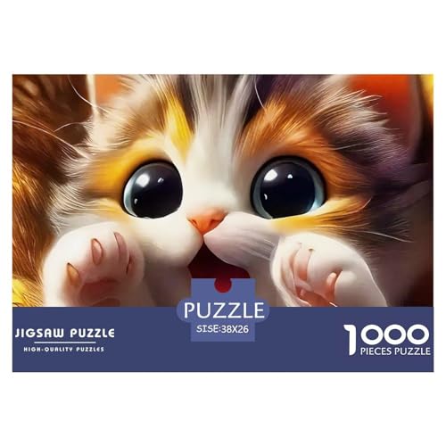 Niedliche Katze Puzzles 1000 Teile Schwer Puzzle Spielzeug Lernspiel Impossible Herausforderung Spielzeug Für Erwachsene Und Kinder in Bewährter 38x26cm/1000pcs von OWBASKPOZ
