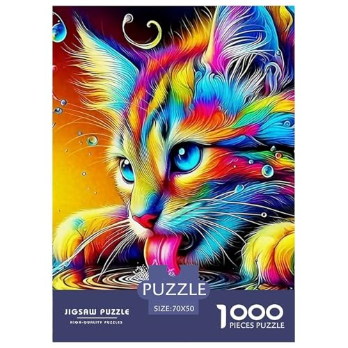Niedliche Katze Puzzles 1000 Teile Schwer Puzzle Spielzeug Lernspiel Impossible Herausforderung Spielzeug Für Erwachsene Und Kinder in Bewährter 70x50cm/1000pcs von OWBASKPOZ