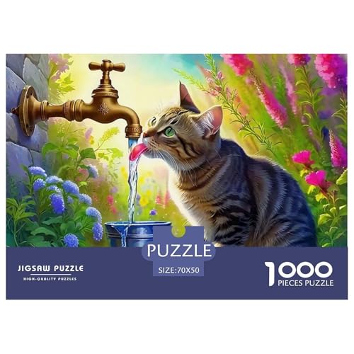 Niedliche Katze Puzzles 1000 Teile Schwer Puzzle Spielzeug Lernspiel Impossible Herausforderungsspielzeug Für Erwachsene Kinder 70x50cm/1000pcs von OWBASKPOZ