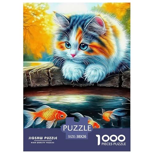 Niedliche Katze Puzzles 1000 Teile Schwer Puzzle Spielzeug Lernspiel Impossible Herausforderungsspielzeug Für Erwachsene Und Kinder in Bewährter 38x26cm/1000pcs von OWBASKPOZ