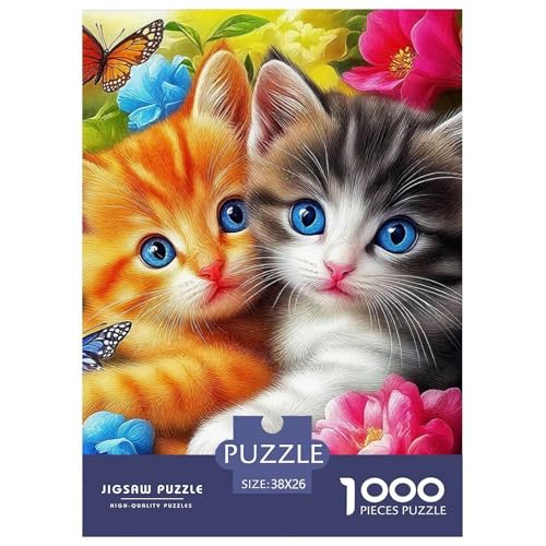 Niedliche Katze Puzzles 1000 Teile Schwer Puzzle Spielzeug Pädagogisches Spiel Impossible Herausforderung Spielzeug Für Erwachsene Und Kinder Ab 12 Jahren 38x26cm/1000pcs von OWBASKPOZ