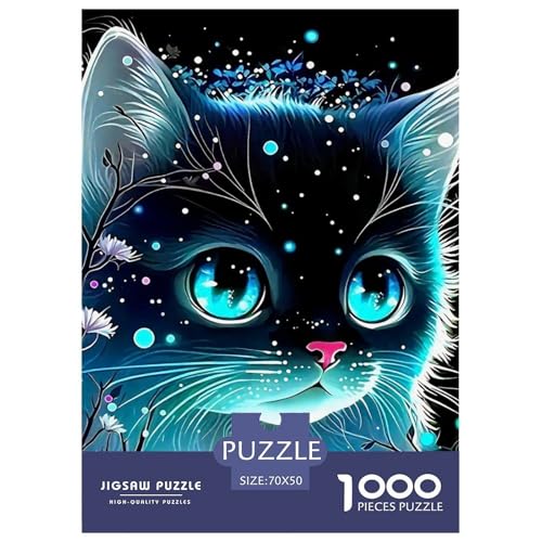 Niedliche Katze Puzzles 1000 Teile Schwer Puzzle Spielzeug Pädagogisches Spiel Impossible Herausforderungsspielzeug Für Erwachsene Kinder 70x50cm/1000pcs von OWBASKPOZ