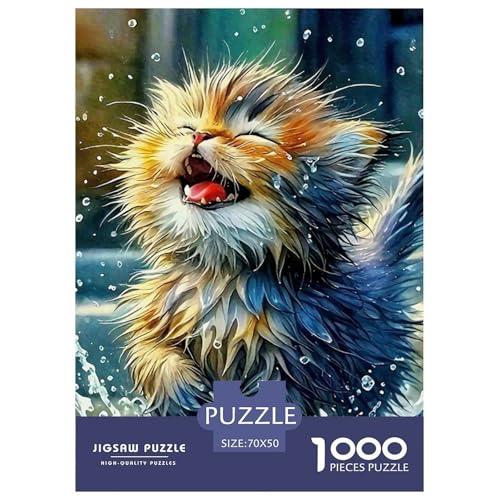 Niedliche Katze Puzzles 1000-teilige Schwer Puzzle Spielzeug Lernspiel Impossible Herausforderungsspielzeug Für Erwachsene Kinder 70x50cm/1000pcs von OWBASKPOZ