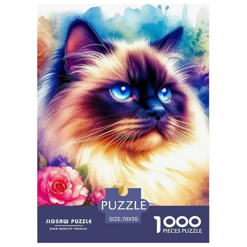 Niedliche Katze Puzzles 1000-teilige Schwer Puzzle Spielzeug Lernspiel Impossible Herausforderungsspielzeug Für Erwachsene Kinder 70x50cm/1000pcs von OWBASKPOZ