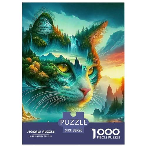 Niedliche Katze Puzzles 1000-teilige Schwer Puzzle Spielzeug Lernspiel Impossible Herausforderungsspielzeug Für Erwachsene Und Kinder in Bewährter 38x26cm/1000pcs von OWBASKPOZ