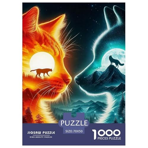 Niedliche Katze Puzzles 1000-teilige Schwer Puzzle Spielzeug Lernspiel Impossible Herausforderungsspielzeug Für Erwachsene Und Kinder in Bewährter 70x50cm/1000pcs von OWBASKPOZ