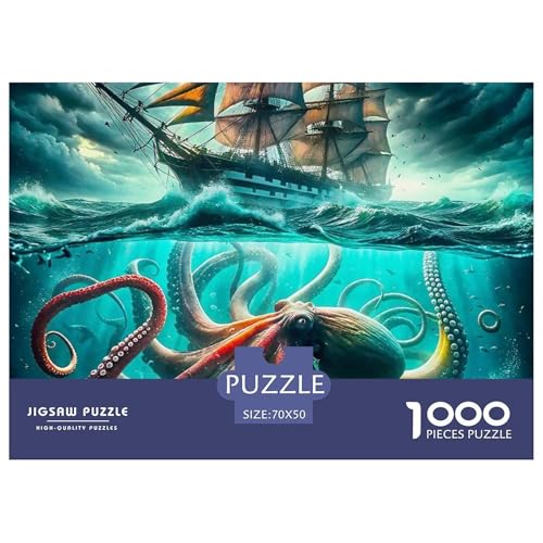 Octopus Puzzle 1000 Teile Schwer Puzzle Spielzeug Lernspiel Impossible Herausforderung Spielzeug Für Erwachsene Kinder 70x50cm/1000pcs von OWBASKPOZ