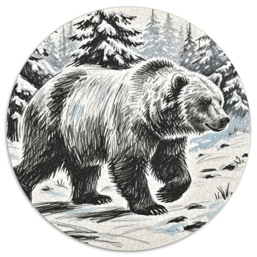 Polar BearRundes Puzzle Rund,Puzzles 1000 Teile Polar Bear Toysfür Kreative Erwachsene Und KinderPuzzl Stressfreisetzung Spielzeug1000pcs (67.5x67.5cm) von OWBASKPOZ