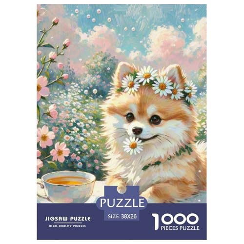 Pommern Puzzle 1000 Teile Schwer Puzzle Spielzeug Lernspiel Impossible Haustier Hund Herausforderung Spielzeug Für Erwachsene Und Kinder Ab 14 Jahren 38x26cm/1000pcs von OWBASKPOZ