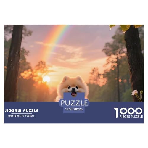 Pommern Puzzle 1000 Teile Schwer Puzzle Spielzeug Lernspiel Impossible Haustier Hund Herausforderung Spielzeug Für Erwachsene Und Kinder Ab 14 Jahren 38x26cm/1000pcs von OWBASKPOZ