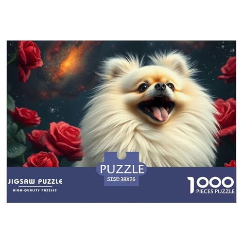 Pommern Puzzle 1000 Teile Schwer Puzzle Spielzeug Lernspiel Impossible Haustier Hund Herausforderung Spielzeug Für Erwachsene Und Kinder in Bewährter 38x26cm/1000pcs von OWBASKPOZ