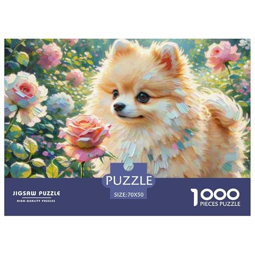 Pommern Puzzle 1000 Teile Schwer Puzzle Spielzeug Pädagogisches Spiel Impossible Haustier Hund Herausforderungsspielzeug Für Erwachsene Und Kinder Ab 12 Jahren 70x50cm/1000pcs von OWBASKPOZ
