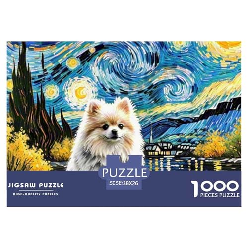 Pommern Puzzle 1000-teilige Schwer Puzzle Spielzeug Lernspiel Impossible Haustier Hund Herausforderung Spielzeug Für Erwachsene Kinder 38x26cm/1000pcs von OWBASKPOZ