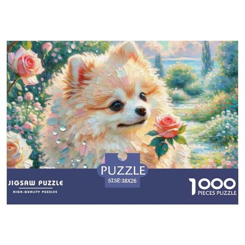 Pommern Puzzle 1000-teilige Schwer Puzzle Spielzeug Lernspiel Impossible Haustier Hund Herausforderung Spielzeug Für Erwachsene Kinder 38x26cm/1000pcs von OWBASKPOZ