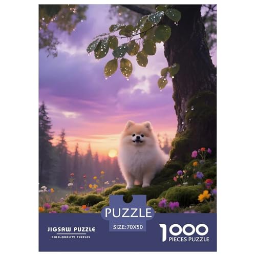 Pommern Puzzle 1000-teilige Schwer Puzzle Spielzeug Lernspiel Impossible Haustier Hund Herausforderung Spielzeug Für Erwachsene Kinder 70x50cm/1000pcs von OWBASKPOZ