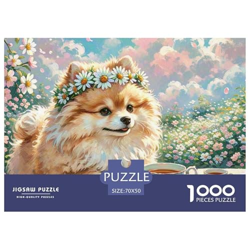 Pommern Puzzle 1000-teilige Schwer Puzzle Spielzeug Lernspiel Impossible Haustier Hund Herausforderung Spielzeug Für Erwachsene Und Kinder Ab 14 Jahren 70x50cm/1000pcs von OWBASKPOZ