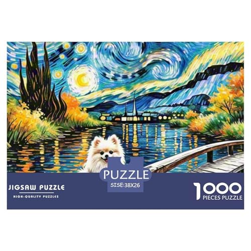 Pommern Puzzle 1000-teilige Schwer Puzzle Spielzeug Lernspiel Impossible Haustier Hund Herausforderung Spielzeug Für Erwachsene Und Kinder in Bewährter 38x26cm/1000pcs von OWBASKPOZ