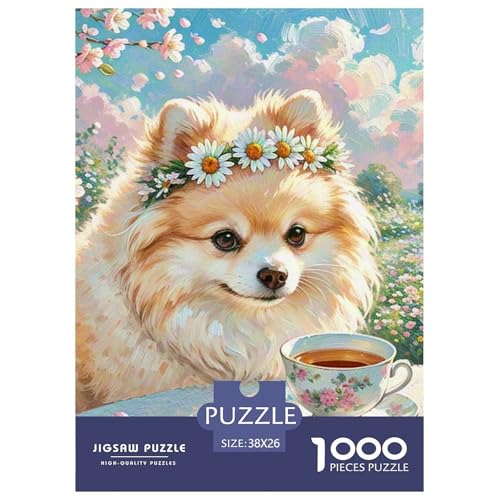 Pommern Puzzle 1000-teilige Schwer Puzzle Spielzeug Lernspiel Impossible Haustier Hund Herausforderungsspielzeug Für Erwachsene Und Kinder Ab 12 Jahren 38x26cm/1000pcs von OWBASKPOZ