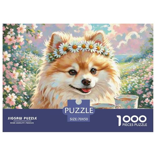 Pommern Puzzle 1000-teilige Schwer Puzzle Spielzeug Pädagogisches Spiel Impossible Haustier Hund Herausforderung Spielzeug Für Erwachsene Kinder 70x50cm/1000pcs von OWBASKPOZ