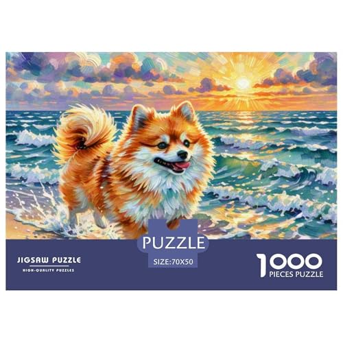Pommern Puzzle 1000-teilige Schwer Puzzle Spielzeug Pädagogisches Spiel Impossible Haustier Hund Herausforderung Spielzeug Für Erwachsene Und Kinder Ab 12 Jahren 70x50cm/1000pcs von OWBASKPOZ