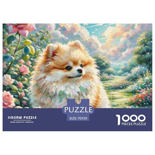 Pommern Puzzle 1000-teilige Schwer Puzzle Spielzeug Pädagogisches Spiel Impossible Haustier Hund Herausforderung Spielzeug Für Erwachsene Und Kinder Ab 14 Jahren 70x50cm/1000pcs von OWBASKPOZ