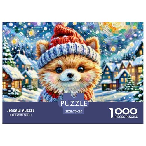 Pommern Puzzle 1000-teilige Schwer Puzzle Spielzeug Pädagogisches Spiel Impossible Haustier Hund Herausforderung Spielzeug Für Erwachsene Und Kinder Ab 14 Jahren 70x50cm/1000pcs von OWBASKPOZ