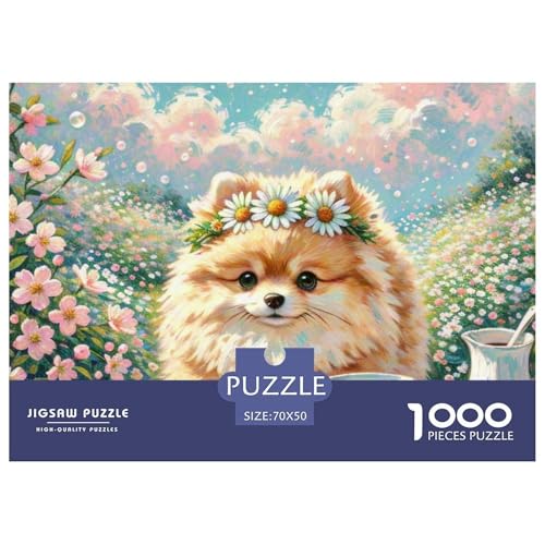 Pommern Puzzle 1000-teilige Schwer Puzzle Spielzeug Pädagogisches Spiel Impossible Haustier Hund Herausforderungsspielzeug Für Erwachsene Und Kinder Ab 12 Jahren 70x50cm/1000pcs von OWBASKPOZ