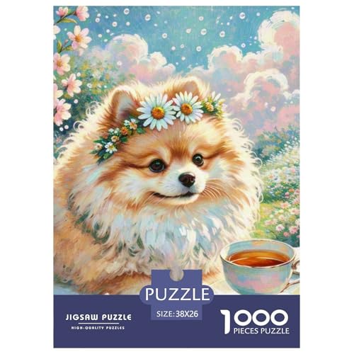Pommern Puzzle 1000-teilige Schwer Puzzle Spielzeug Pädagogisches Spiel Impossible Haustier Hund Herausforderungsspielzeug Für Erwachsene Und Kinder Ab 14 Jahren 38x26cm/1000pcs von OWBASKPOZ