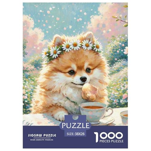 Pommern Puzzle 1000-teilige Schwer Puzzle Spielzeug Pädagogisches Spiel Impossible Haustier Hund Herausforderungsspielzeug Für Erwachsene Und Kinder Ab 14 Jahren 38x26cm/1000pcs von OWBASKPOZ