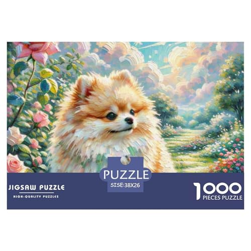 Pommern Puzzles 1000 Teile Schwer Puzzle Spielzeug Lernspiel Impossible Haustier Hund Herausforderung Spielzeug Für Erwachsene Kinder 38x26cm/1000pcs von OWBASKPOZ