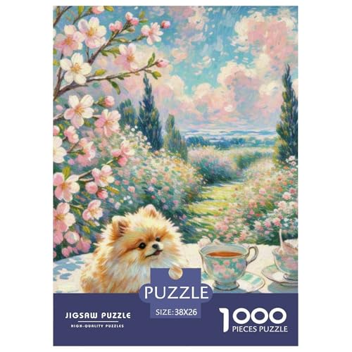 Pommern Puzzles 1000 Teile Schwer Puzzle Spielzeug Lernspiel Impossible Haustier Hund Herausforderungsspielzeug Für Erwachsene Kinder 38x26cm/1000pcs von OWBASKPOZ