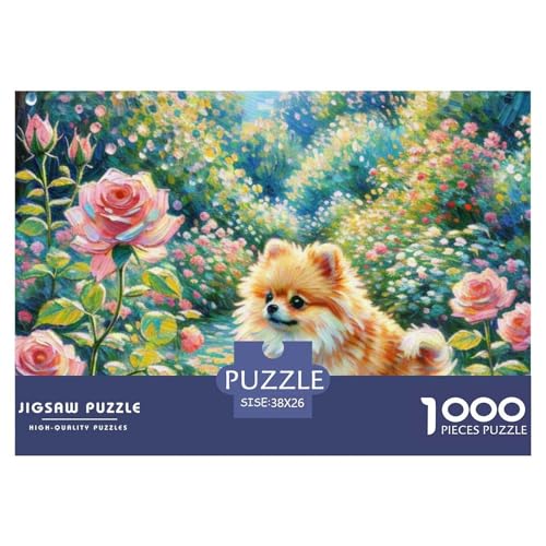 Pommern Puzzles 1000 Teile Schwer Puzzle Spielzeug Pädagogisches Spiel Impossible Haustier Hund Herausforderung Spielzeug Für Erwachsene Und Kinder Ab 14 Jahren 38x26cm/1000pcs von OWBASKPOZ