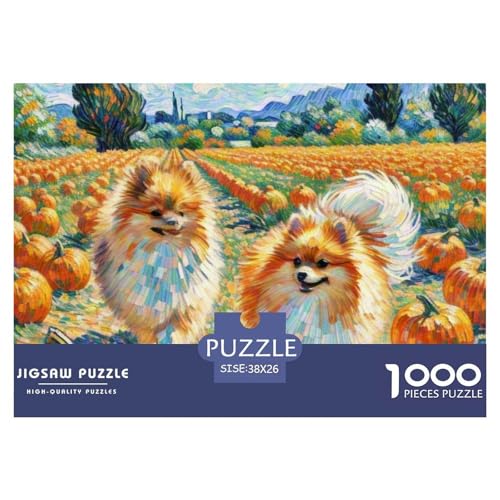 Pommern Puzzles 1000-teilige Schwer Puzzle Spielzeug Lernspiel Impossible Haustier Hund Herausforderungsspielzeug Für Erwachsene Kinder 38x26cm/1000pcs von OWBASKPOZ