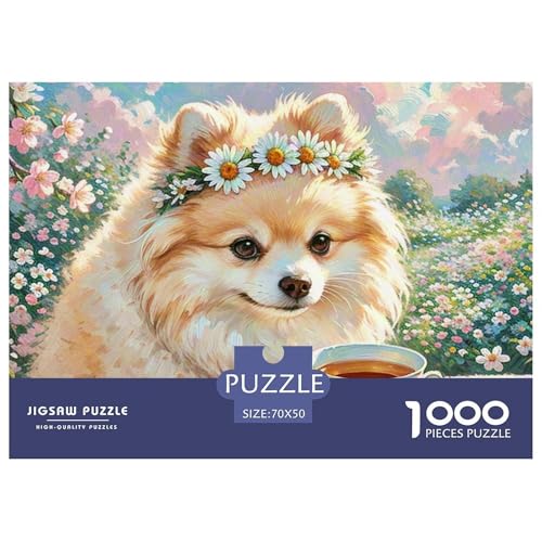 Pommern Puzzles 1000-teilige Schwer Puzzle Spielzeug Lernspiel Impossible Haustier Hund Herausforderungsspielzeug Für Erwachsene Kinder 70x50cm/1000pcs von OWBASKPOZ