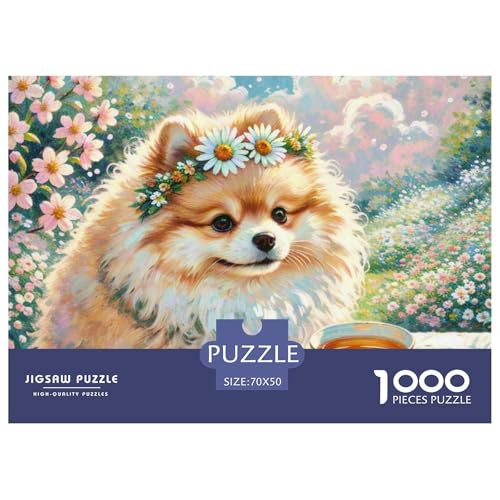 Pommern Puzzles 1000-teilige Schwer Puzzle Spielzeug Lernspiel Impossible Haustier Hund Herausforderungsspielzeug Für Erwachsene Und Kinder in Bewährter 70x50cm/1000pcs von OWBASKPOZ