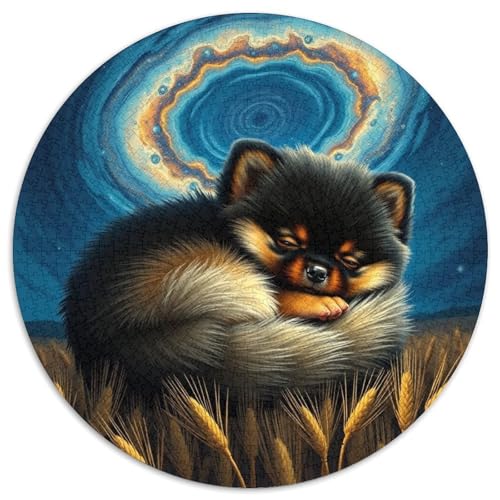 PommernPuzzle 1000 Teile Erwachsene Und Kinder Haustier HundPuzzles-Geschenk RundesRätsel Puzzel Game1000pcs (67.5x67.5cm) von OWBASKPOZ