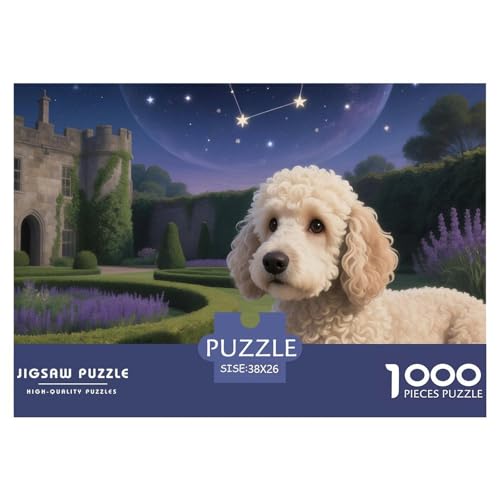 Poodle Puzzle 1000 Teile Schwer Puzzle Spielzeug Lernspiel Impossible Haustier Hund Herausforderungsspielzeug Für Erwachsene Kinder 38x26cm/1000pcs von OWBASKPOZ