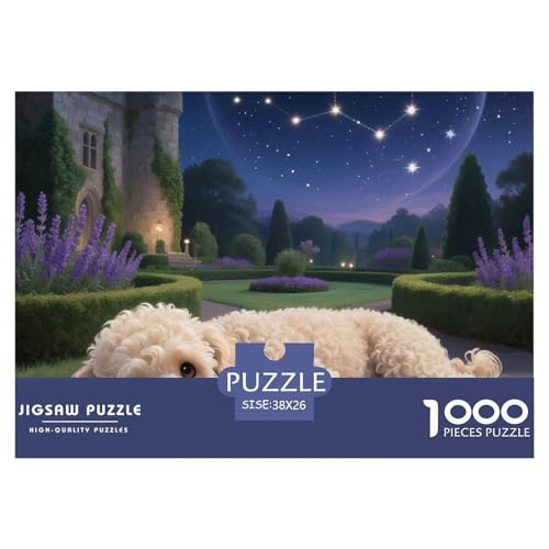 Poodle Puzzle 1000 Teile Schwer Puzzle Spielzeug Pädagogisches Spiel Impossible Haustier Hund Herausforderung Spielzeug Für Erwachsene Kinder 38x26cm/1000pcs von OWBASKPOZ