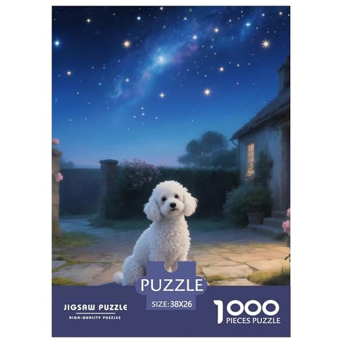 Poodle Puzzle 1000 Teile Schwer Puzzle Spielzeug Pädagogisches Spiel Impossible Haustier Hund Herausforderung Spielzeug Für Erwachsene Kinder 38x26cm/1000pcs von OWBASKPOZ