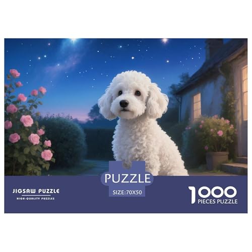 Poodle Puzzle 1000 Teile Schwer Puzzle Spielzeug Pädagogisches Spiel Impossible Haustier Hund Herausforderung Spielzeug Für Erwachsene Und Kinder Ab 12 Jahren 70x50cm/1000pcs von OWBASKPOZ