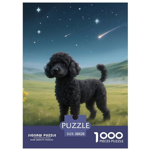 Poodle Puzzle 1000-teilige Schwer Puzzle Spielzeug Lernspiel Impossible Haustier Hund Herausforderung Spielzeug Für Erwachsene Und Kinder Ab 14 Jahren 38x26cm/1000pcs von OWBASKPOZ