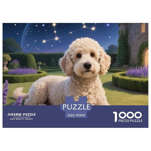 Poodle Puzzle 1000-teilige Schwer Puzzle Spielzeug Lernspiel Impossible Haustier Hund Herausforderungsspielzeug Für Erwachsene Kinder 70x50cm/1000pcs von OWBASKPOZ