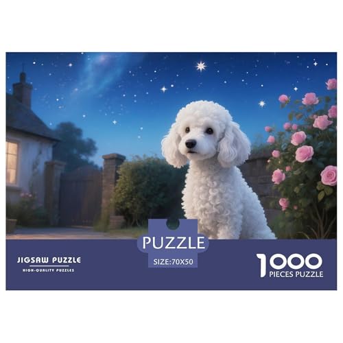 Poodle Puzzle 1000-teilige Schwer Puzzle Spielzeug Lernspiel Impossible Haustier Hund Herausforderungsspielzeug Für Erwachsene Kinder 70x50cm/1000pcs von OWBASKPOZ