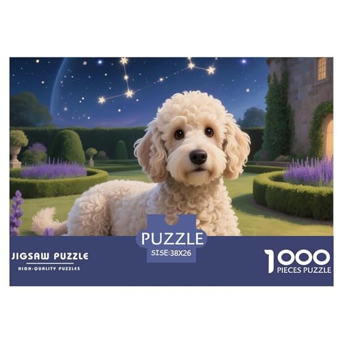 Poodle Puzzle 1000-teilige Schwer Puzzle Spielzeug Pädagogisches Spiel Impossible Haustier Hund Herausforderung Spielzeug Für Erwachsene Kinder 38x26cm/1000pcs von OWBASKPOZ