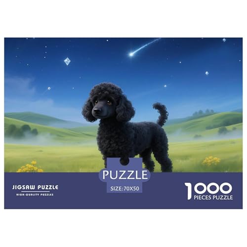 Poodle Puzzle 1000-teilige Schwer Puzzle Spielzeug Pädagogisches Spiel Impossible Haustier Hund Herausforderung Spielzeug Für Erwachsene Kinder 70x50cm/1000pcs von OWBASKPOZ