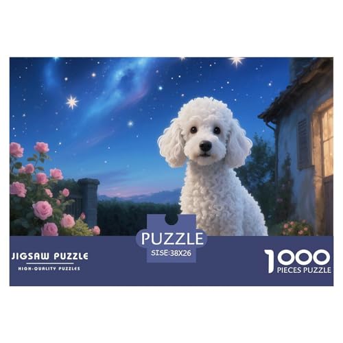 Poodle Puzzle 1000-teilige Schwer Puzzle Spielzeug Pädagogisches Spiel Impossible Haustier Hund Herausforderung Spielzeug Für Erwachsene Und Kinder Ab 12 Jahren 38x26cm/1000pcs von OWBASKPOZ