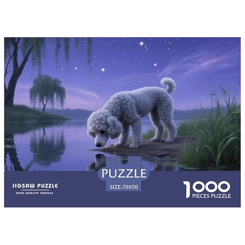 Poodle Puzzle 1000-teilige Schwer Puzzle Spielzeug Pädagogisches Spiel Impossible Haustier Hund Herausforderung Spielzeug Für Erwachsene Und Kinder in Bewährter 70x50cm/1000pcs von OWBASKPOZ