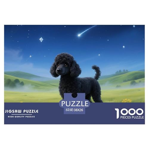 Poodle Puzzle 1000-teilige Schwer Puzzle Spielzeug Pädagogisches Spiel Impossible Haustier Hund Herausforderungsspielzeug Für Erwachsene Kinder 38x26cm/1000pcs von OWBASKPOZ